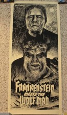 FRANKENSTEIN MEETS WOLFMAN MOVIE ART PRINT POSTER~ELVISDEAD~MONDO~5/2/2014~GID