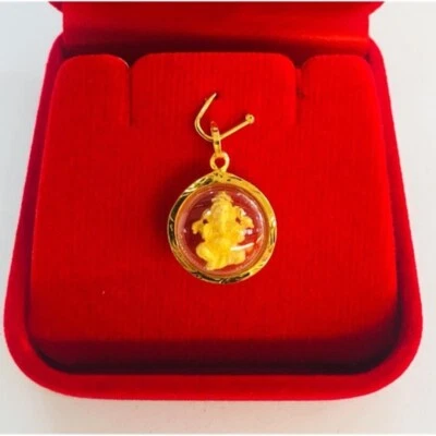 Collar Colgante Amuleto Tailandés Ganesh Hindú Plata Dios Dije Chapado en Oro 75% Real Foto 1 de 4