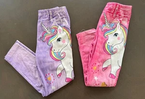 Girl's leggings Colorful Unicorn Pattern Print Girls Size 4t Leggings bundle - Picture 1 of 13