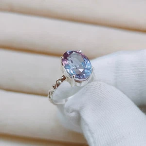 Oval Cut Alexandrite stone Ring 1925 Sterling Silver Color Change Stone Jewelry - Picture 1 of 8