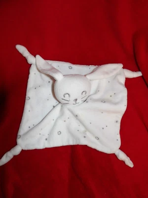 Doudou Plat SIPLEC LECLERC Lapin Blanc Et  Gris Rond Etoile - Photo 1/2