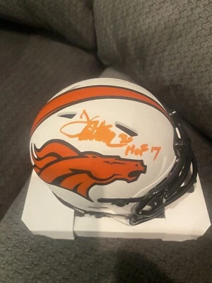 TERRELL DAVIS AUTOGRAPHED DENVER BRONCOS LUNAR MINI HELMET JSA COA - Image 1 of 2