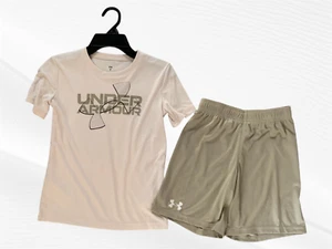 NWT Under Armour Light Beige Activewear Boy’s Set Size 7 - Picture 1 of 10