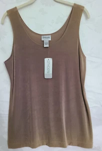 TANK TOP nuovo con etichette Chico's Travelers taglia 2 marrone moka maglia senza maniche NUOVO CON ETICHETTE - Foto 1 di 7