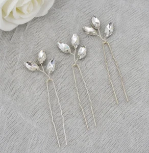 Silver Bridal Hair Pins Olive Wedding Leaf Hair Accessories Bridal Hair Pin - Picture 1 of 3