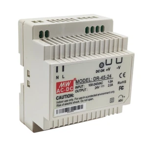 2A Industrial DIN Rail Power Supply 45Wat Output 24V DR-45-24V USA STOCK NEW - Picture 1 of 6