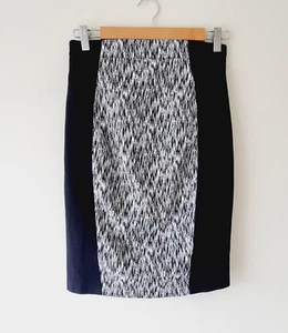 CUE IN THE CITY High Waist Black & White Pencil Skirt SIZE 8 citc - Foto 1 di 4