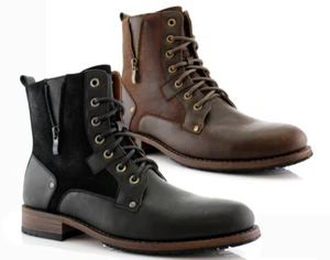 Polar Fox Jalen Herren Leger Wildleder Reißverschluss Kampf Motorrad Formell Elegant Stiefel - Bild 1 von 16