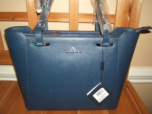 WITTCHEN PALM P3 Leather HANDBAG TOTE BAG # 87-4-235-N NAVY NWT  - Picture 1 of 10