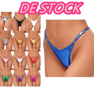 DE Damen Wetlook String Tanga sexy Mini Slip Lack Lederoptik Hipster Gogo Short - Bild 1 von 106