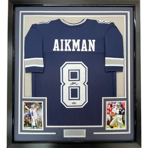 Framed Facsimile Autographed Troy Aikman 33x42 Blue Reprint Laser Auto Jersey - Picture 1 of 2