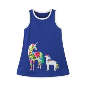 NEW Unicorn Girls Blue Short Sleeve Dress  - Picture 1 of 5