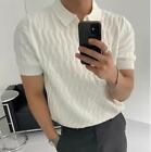 Men Korean Pullover Short Sleeve T-shirts Knitwear Slim Stretchy Casual Tops Tee