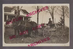 Central City IOWA RPPC 1911 RFD MAILMAN USPS Mail Delivery Wagon CHRISTMAS CARD! - Picture 1 of 3