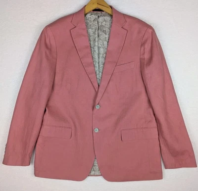 Abrigo Blazer Deportivo Lauren Ralph Lauren Lino Para Hombre 42R Color Salmón Dos Botones Foto 1 de 4