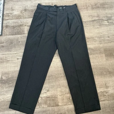 Pantalones de vestir plisados con puños gris oscuro 33 X 31 Yves Saint Laurent para hombre Foto 1 de 4