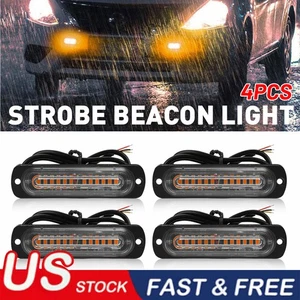 4X Ámbar 4 LED Coche Camión NUEVO Baliza Advertencia Peligro Flash Barra de Luz Estroboscópica EE. UU. - Imagen 1 de 9