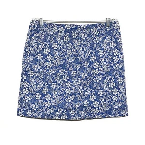 Karen Scott Skirt Skort Built In Shorts Floral Blue White Stretch Pockets Sz 8 - Picture 1 of 7