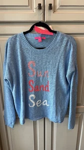 Lilly Pulitzer SUN SAND SEA Blue Peri Size Large Pippy sweater $138 NWT 💚 - Picture 1 of 2