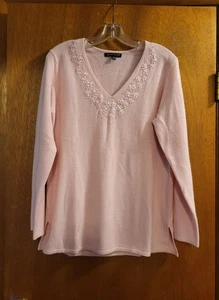 Carolyn Taylor Damen Pullover Pulli rosa verzierter Ausschnitt Gr. M - Bild 1 von 6