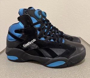Reebok Shaq Attaq Black Azure Blue 2013 Size 8.5 Sneakers Shoes V55083 - Picture 1 of 20