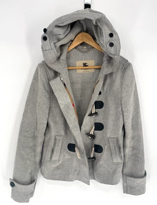 Abrigo de Lona de Lana Gris Burberry London De Colección Chaqueta con Capucha Palanca Talla 8 Talla M Foto 1 de 4