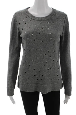 Suéter Michael Kors Mujer Cachemira Cuello Redondo Detalle Ojal Gris Talla XS Foto 1 de 4