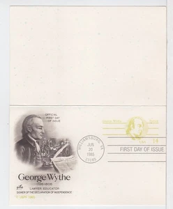 Turtles TradingPost - George Wythe Reply Card 1985 #UY37 FDC Artcraft Cachet - Bild 1 von 2