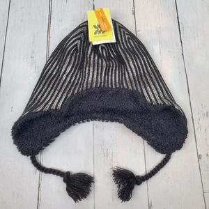 All In Motion Boys Beanie Hat Black Gray Striped One Size Fits Most New With Tag - Picture 1 of 9
