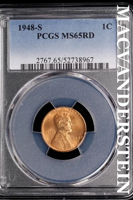 1948-S Lincoln Wheat Cent - PCGS MS65RD - Scarce  No Reserve  #SLJ343 - Image 1 of 2
