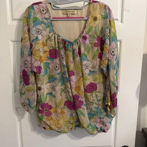 Democracy Damen Bluse Langarm Blumen Größe M gefüttert - Bild 1 von 4