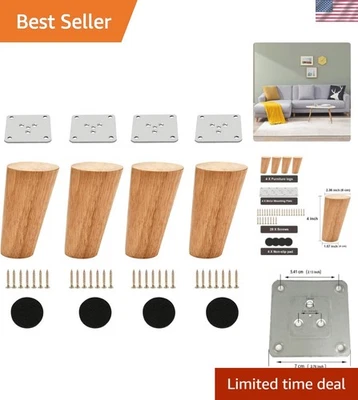 Patas de madera cónicas de repuesto de 4 pulgadas para muebles de hogar - estilo mediados de siglo Foto 1 de 4