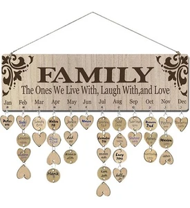 Family Calendar DIY Wood Birthday Live Laugh Love Board Wall Hang - Picture 1 of 4