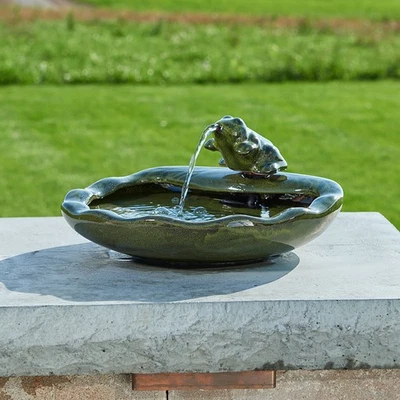 Smart Solar Solar Powered Ceramic Frog Fountain with Water Pump (Open Box) - Image 1 of 2