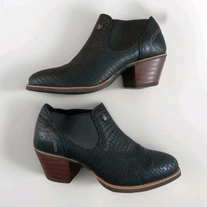 Twisted X Bootie Women's 8 B Ankle Heel Black Croc Embossed Leather Shoes New - Picture 1 of 10