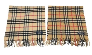 Auth Burberry Nova Check Pattern Cashmere Long Scarf Set of 2 NS070510 - Picture 1 of 24