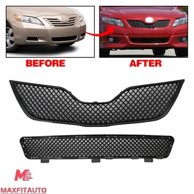 Fits 2010 2011 Toyota Camry Front Upper Lower Grille Set Mesh Style Gloss Black Foto 1 de 4