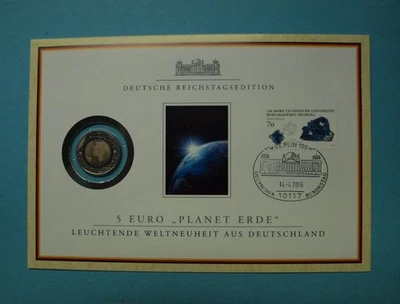 Bund 2016 J Sonderkarte mit 5 Euro Planet Erde, blauer Polymerring ST (MZ1313 - Bild 1 von 2