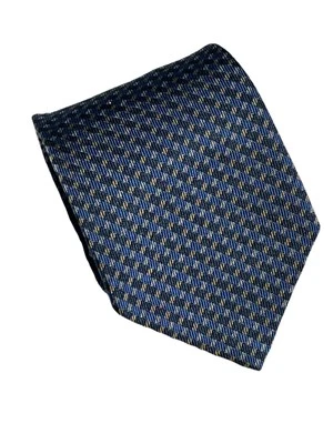 Corbata GIEVES & HAWKES Azul Negro Dorado Estampado Geométrico Seda Italia Savile Row Foto 1 de 4