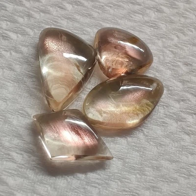 Cabujón llamativo Oregon piedra solar forma elegante piedras preciosas rosa brillante 4 piezas 7,6 quilates Foto 1 de 4