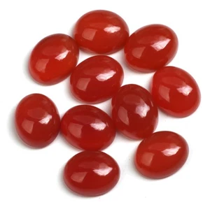 Oval Flat Back Cabochon Natural Red Onyx Loose Gemstone For Making All Jewelry - Picture 1 of 14