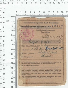Versichertenausweis Mark Brandenburg Oderberg 1946 - Picture 1 of 2