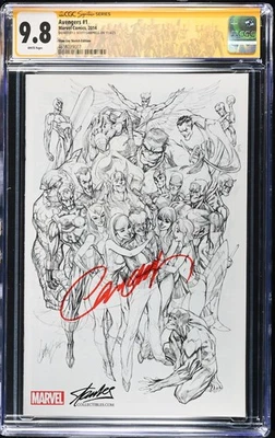 Avengers #1 Stan Lee Sketch Variant CGC 9.8 SS MT SIGNED J. SCOTT Campbell SDCC - Image 1 of 4
