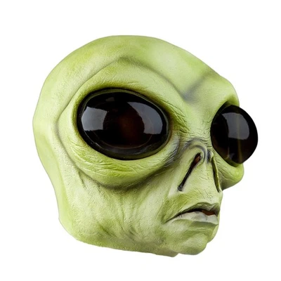 ALIEN Mask Latex BUG EYE Green Halloween Scary UFO Fancy Dress Accessory Mens - Image 1 of 4