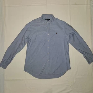 Ralph Lauren uomo L Oxford abito camicia abbottonata manica lunga blu chiaro pony - Foto 1 di 24