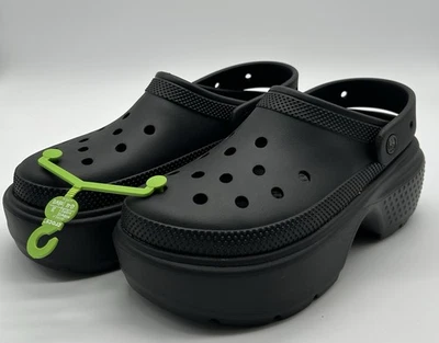 Nuevo con etiquetas Zueco Crocs Mujer 12 Hombre 10 Clásico Stomp Negro Zapato Plataforma Foto 1 de 4