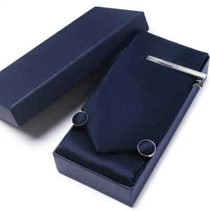 Plaid Mens Necktie Gift Box Ties Pocket Square Cufflinks And Tie Clip For Party - Picture 1 of 28