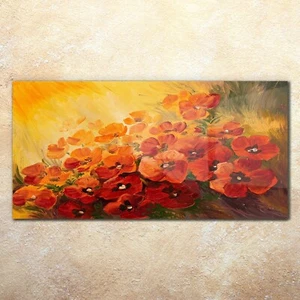Wandbilder Glasbild Druck auf Glas 140x70 Kunst Gemälde abstrakte von Mohnblumen - Bild 1 von 7