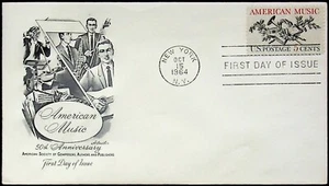 Vintage 1964 American Music First Day Cover - NY 50th Anniversary - Bild 1 von 2