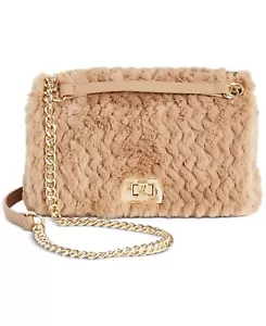 I.n.c. International Concepts Small Soft Faux Fur Ajae Shoulder Bag Camel Gold - Picture 1 of 5